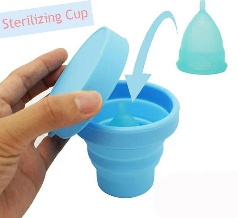 Collapsible/ Foldable Sterlizer Cup Microwavable Stationary, Makeup Brush Or Menstrual Period Cups Holder Carry Case BPA Free.