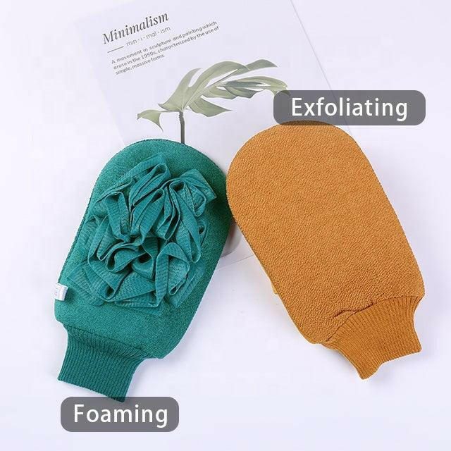 Deepsea Exfoliator Bath Gloves With Bath Ball Shower Body Scrub Gloves, Dead Skin Cell Remover Specially For Face Spa Body Cleaner Mitts.