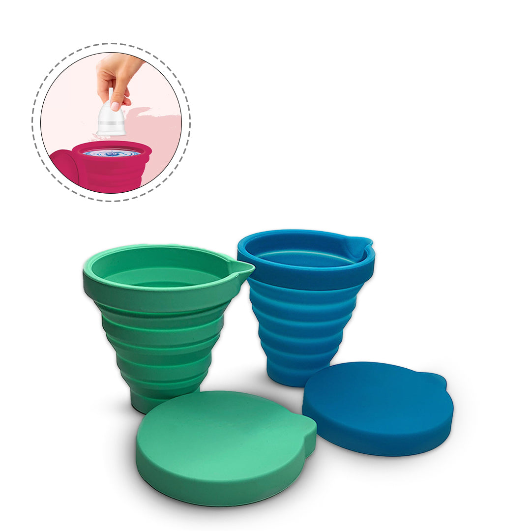 Collapsible/ Foldable Sterlizer Cup Microwavable Stationary, Makeup Brush Or Menstrual Period Cups Holder Carry Case BPA Free.