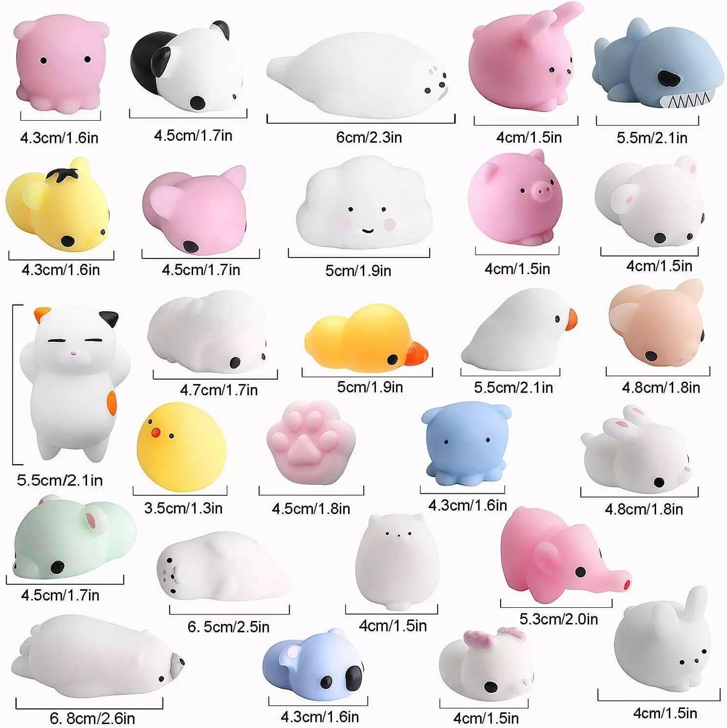 Mochi Squeeze Toy For Baby Boys & Girls Babies Bath Toys For Newborn Realistic Anti-Stress Cute Mini Animal Face Best For Grabbing Hands Squishy Products.