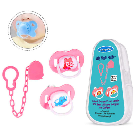 Baby Pacifier Set Silicone Nipples Chain Combination Baby Sleeping Pacifier With Storage Box.