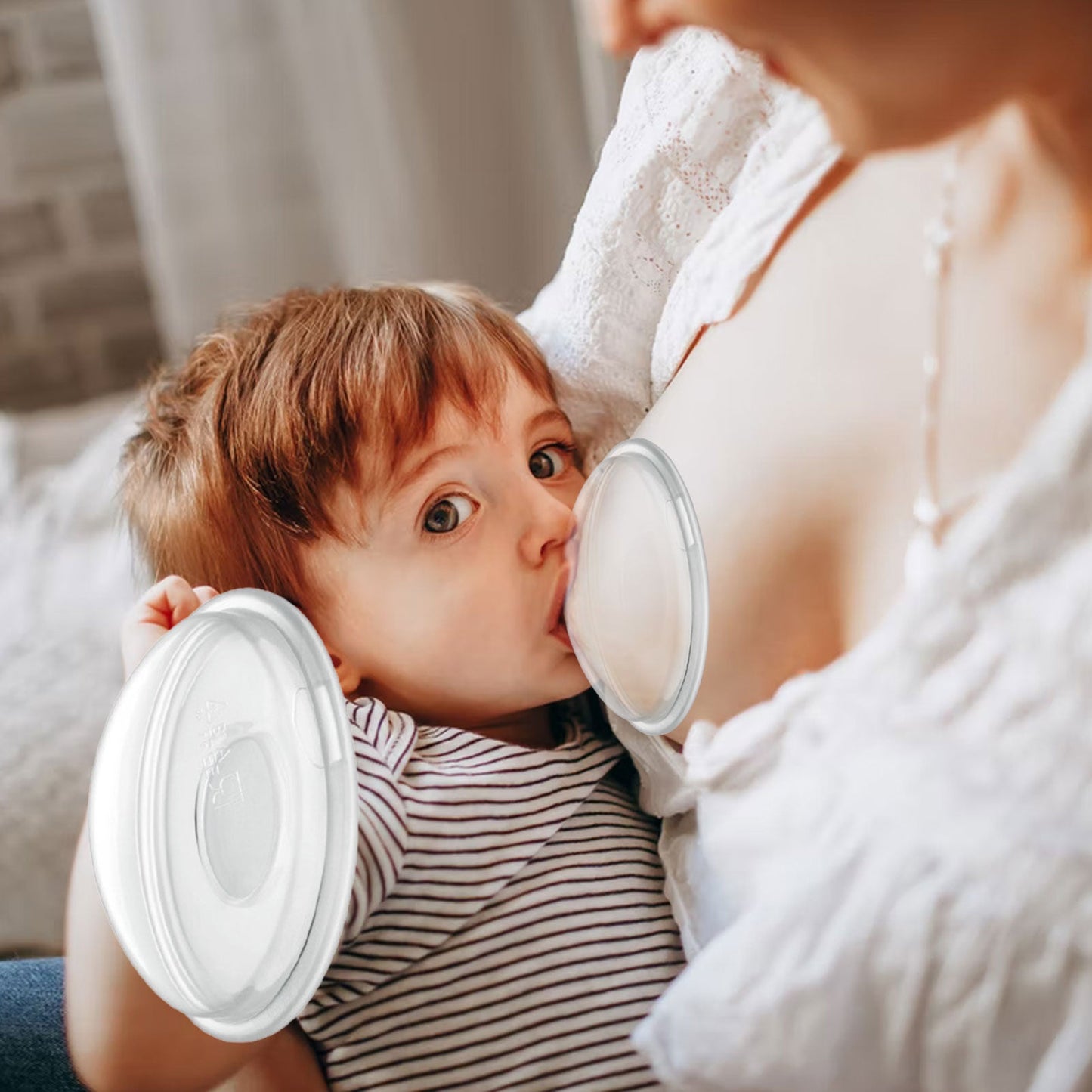 Silicone Nursing Breast Milk Collectors - 2-Piece Set with Stoppers.