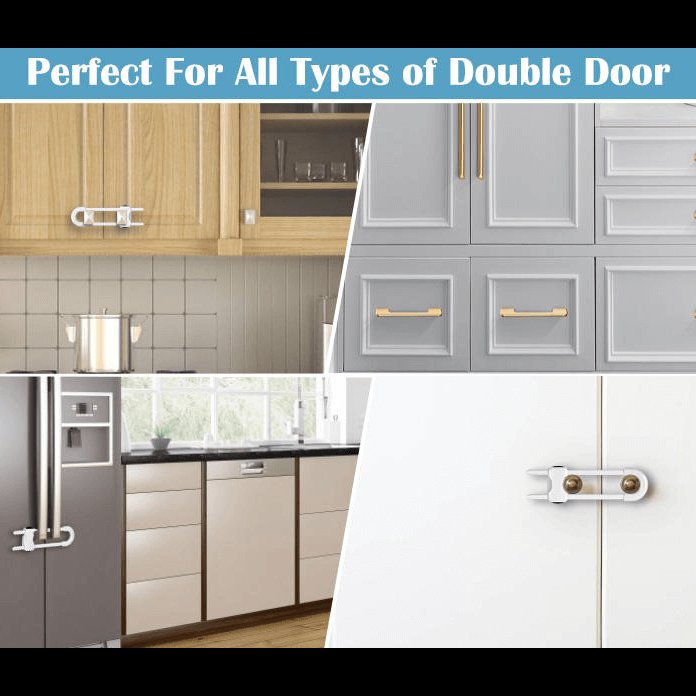 Safety locks for kids Protection of drawers, cabinets, cupboards with u shaped baby lock.
