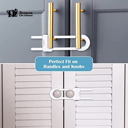 Safety locks for kids Protection of drawers, cabinets, cupboards with u shaped baby lock.