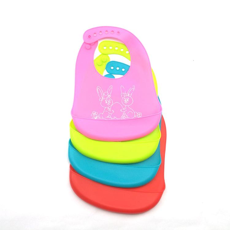 Waterproof Reusable Colorful Soft Baby Silica Gel Bib/Food Grade Silicone Bib For Babies.